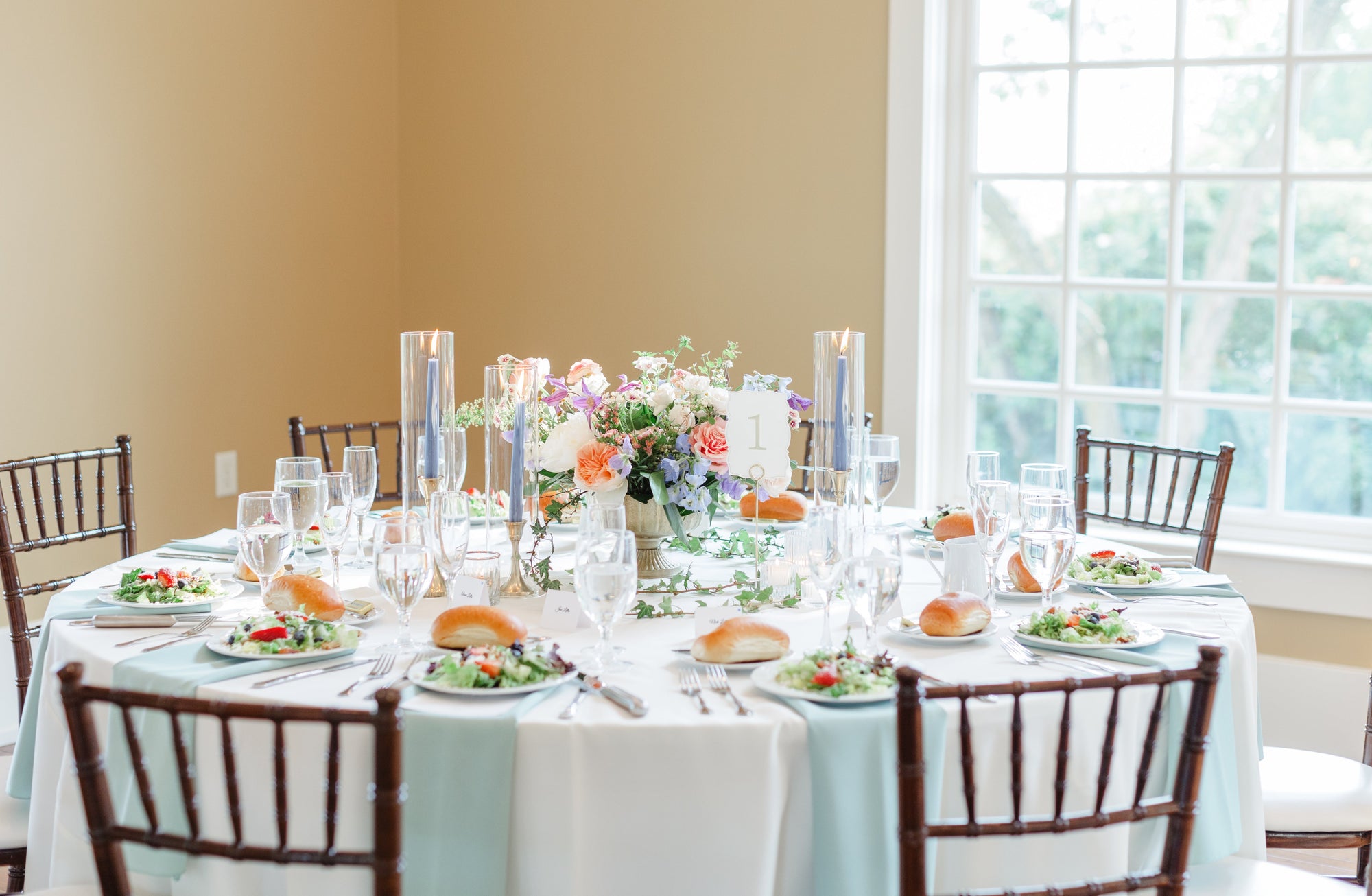 wedding candles on table