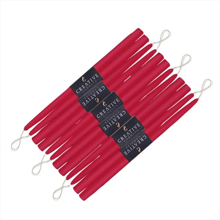 6 pack of Holiday Red 15" Taper Candle Pairs