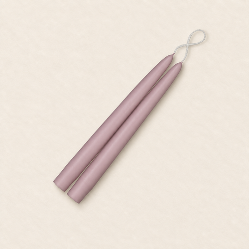 A pair of 9 inch Mauvelous taper candles, hand-dipped by Creative Candles