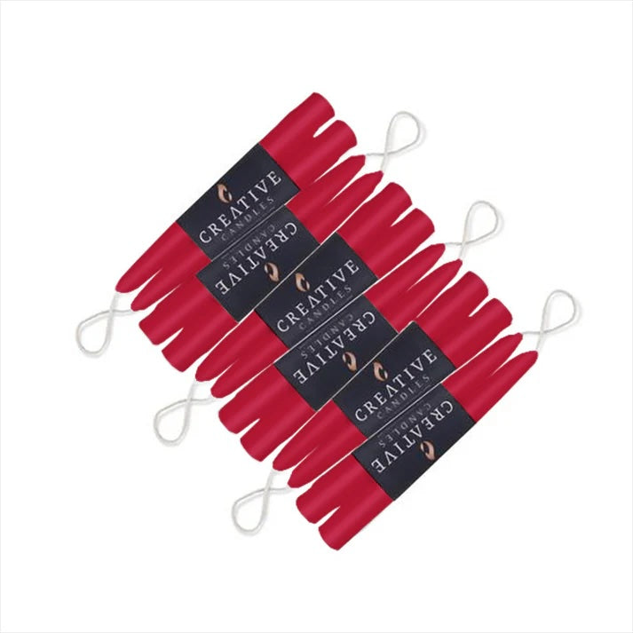 6 pack of Holiday Red 6" Taper Candle Pairs