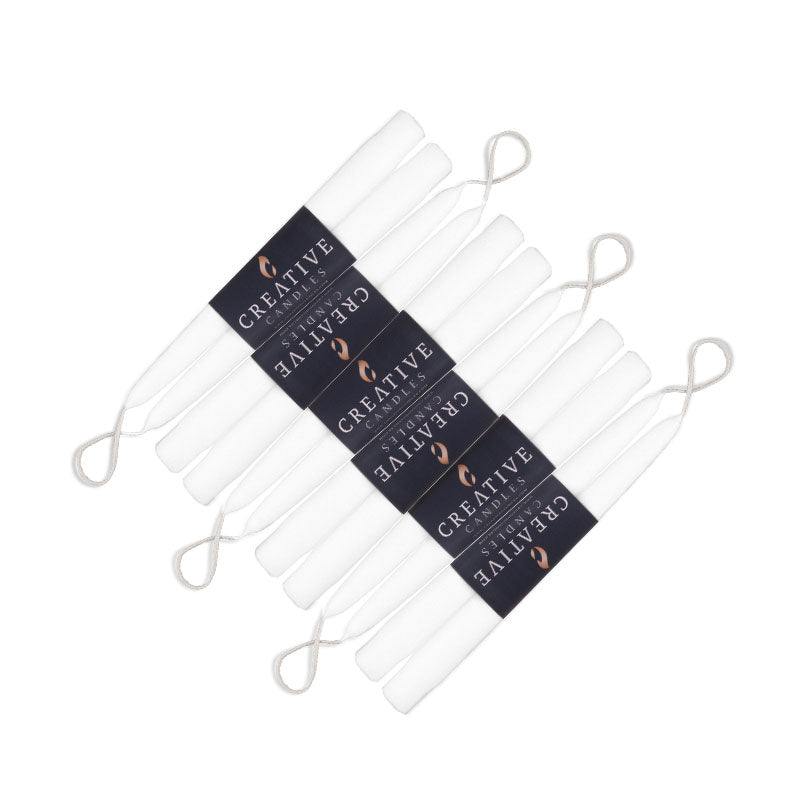 6 pack of White 9" Taper Candle Pairs