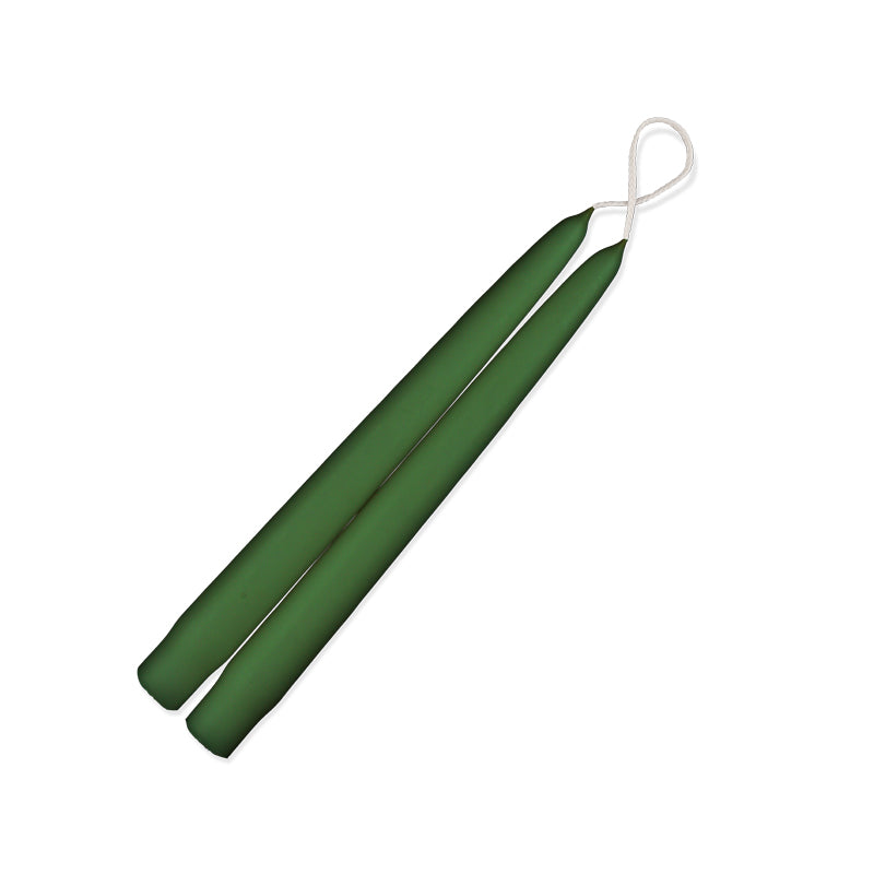 Holly Green 9" Taper candle pair with a 7/8" diameter
