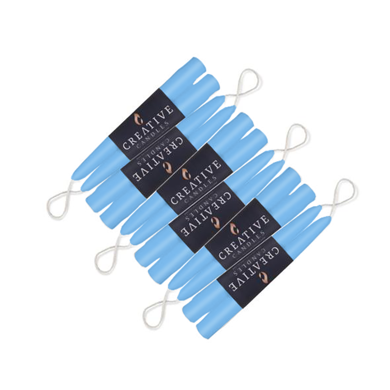 hydrangea blue taper candles - 12 pack