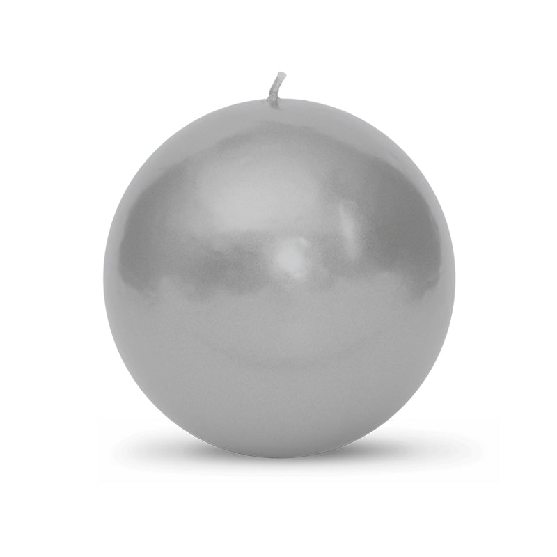 Metallic Ball Candles - Extra Large 4" Silver