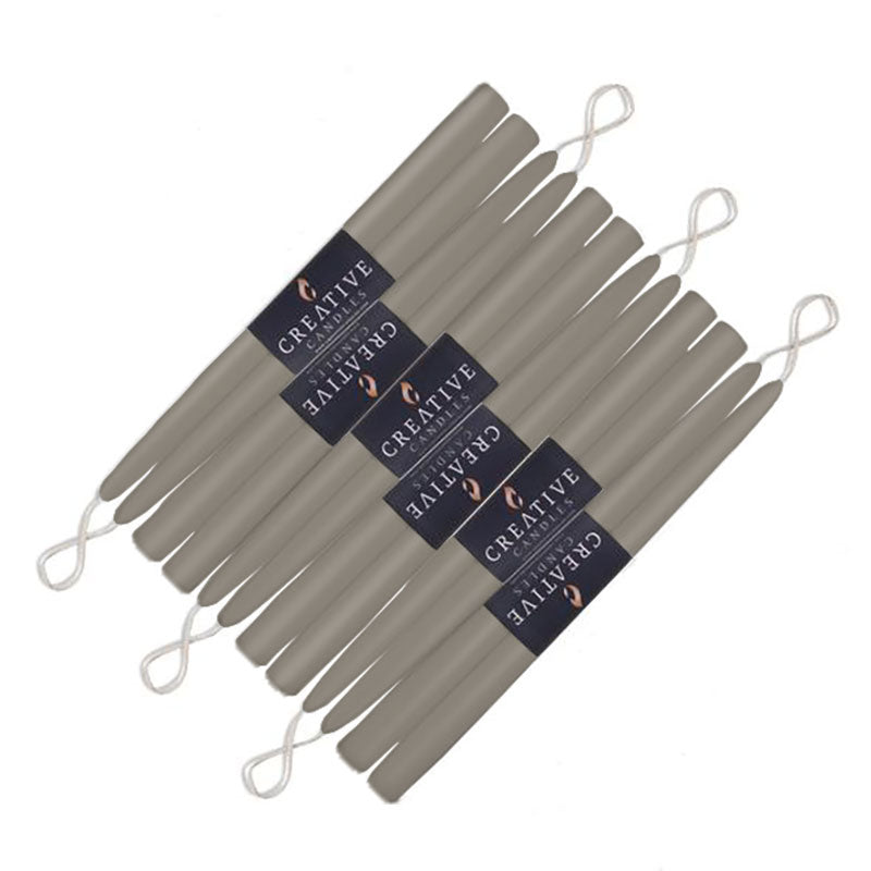 12 pack of 12 inch classic taper candles in shade Paris Gray