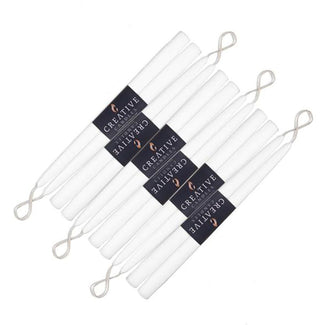 6 packs of White 12" Taper Candle Pairs