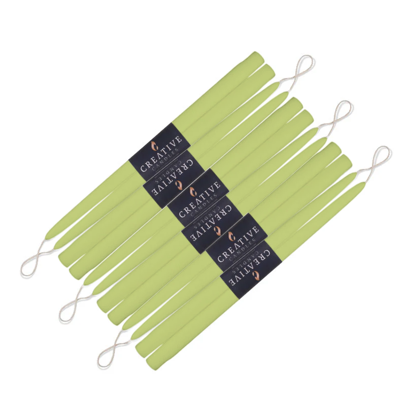 12 pack of 15 inch classic taper candles in shade Pistachio