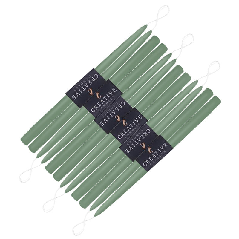 12 pack of 18 inch classic taper candles in shade Eucalyptus