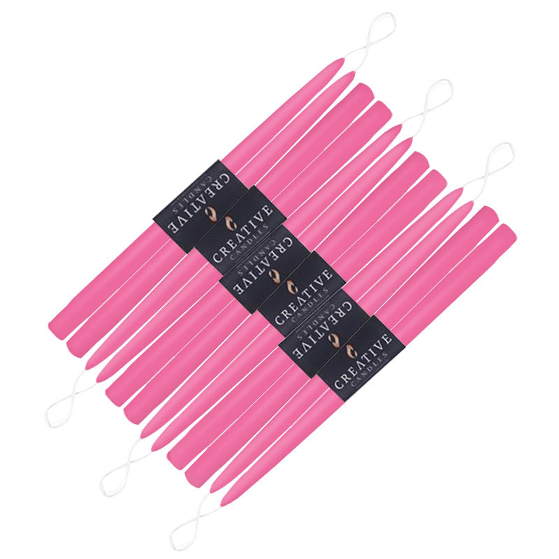 12 pack of 18 inch classic taper candles in shade Hot Pink