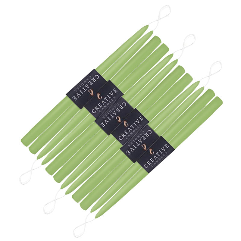 12 pack of 18 inch classic taper candles in shade Lime Green