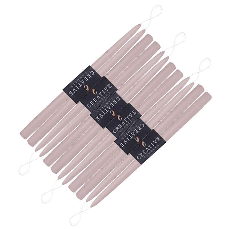 12 pack of 18 inch classic taper candles in shade Mauvelous