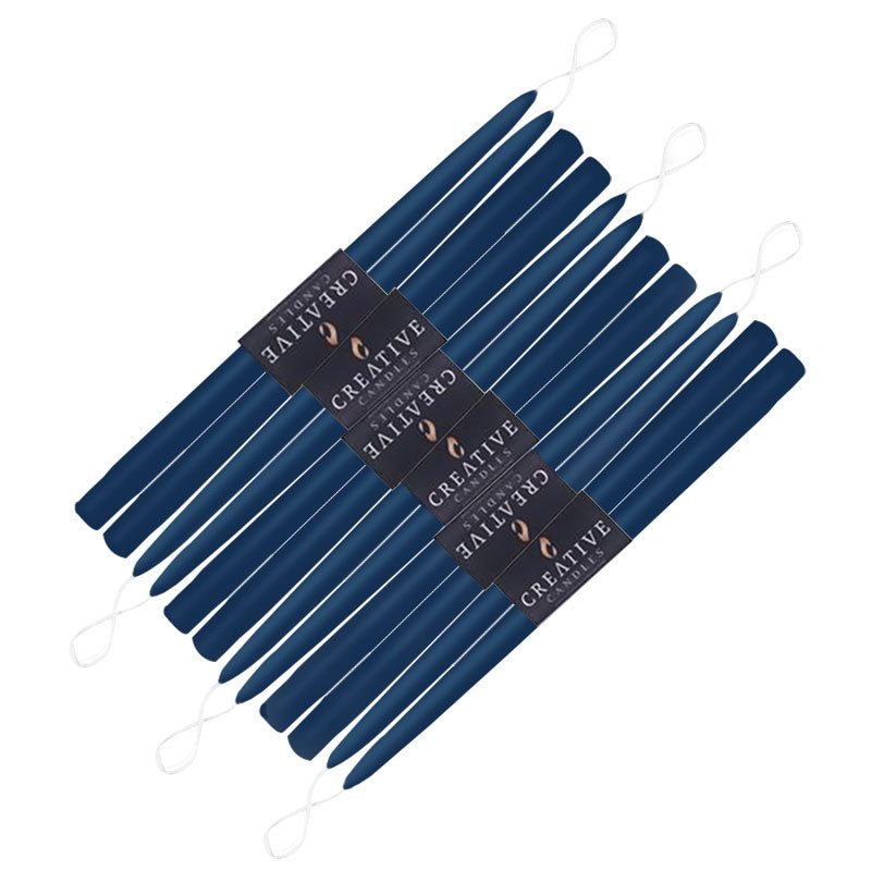 12 pack of 18 inch classic taper candles in shade Navy Blue
