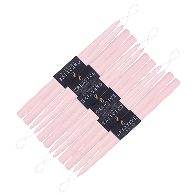 12 pack of 18 inch classic taper candles in shade Petal Pink