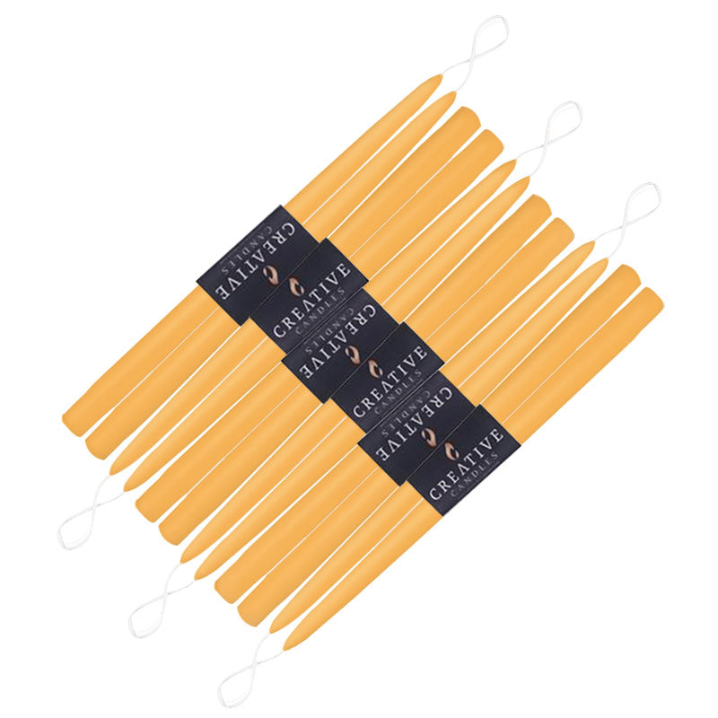 12 pack of 18 inch classic taper candles in shade Saffron