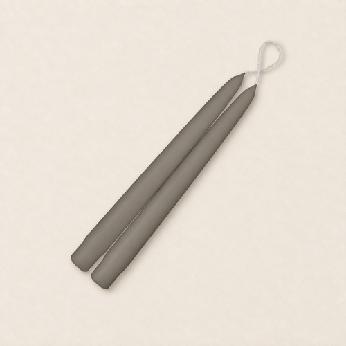 A pair of 9 inch Paris Gray taper candles, hand-dipped by Creative Candles