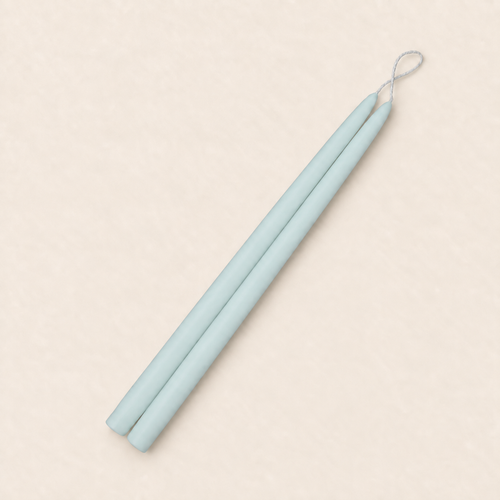 A pair of 15 inch Misty Morning taper candles, hand-dipped by Creative Candles