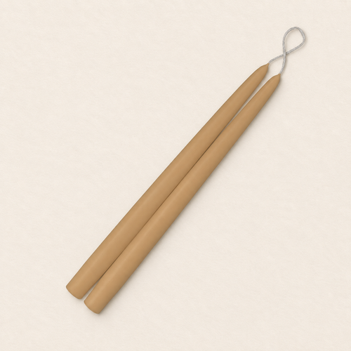 A pair of 12 inch Cashmere taper candles, hand-dipped by Creative Candles