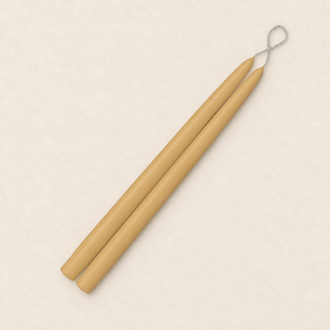 A pair of 12 inch Café au Lait taper candles, hand-dipped by Creative Candles