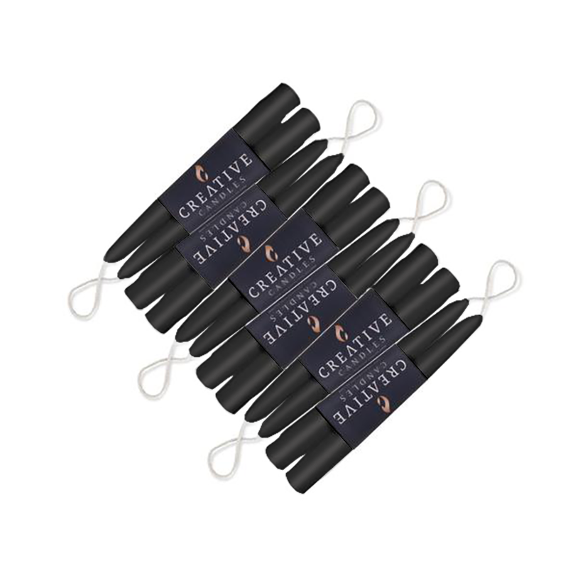 Taper Candles 6" - 12-pack Black