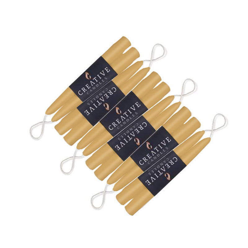 12 pack of 6 inch classic taper candles in shade Cafe Au Lait