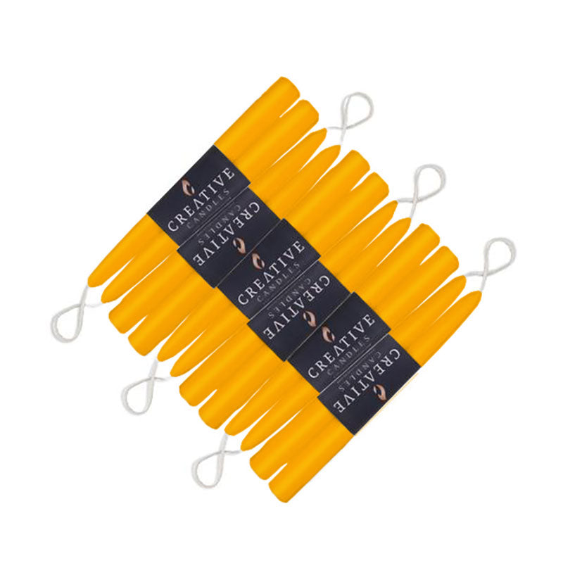 saffron taper in 9 inch 12 pack on white background