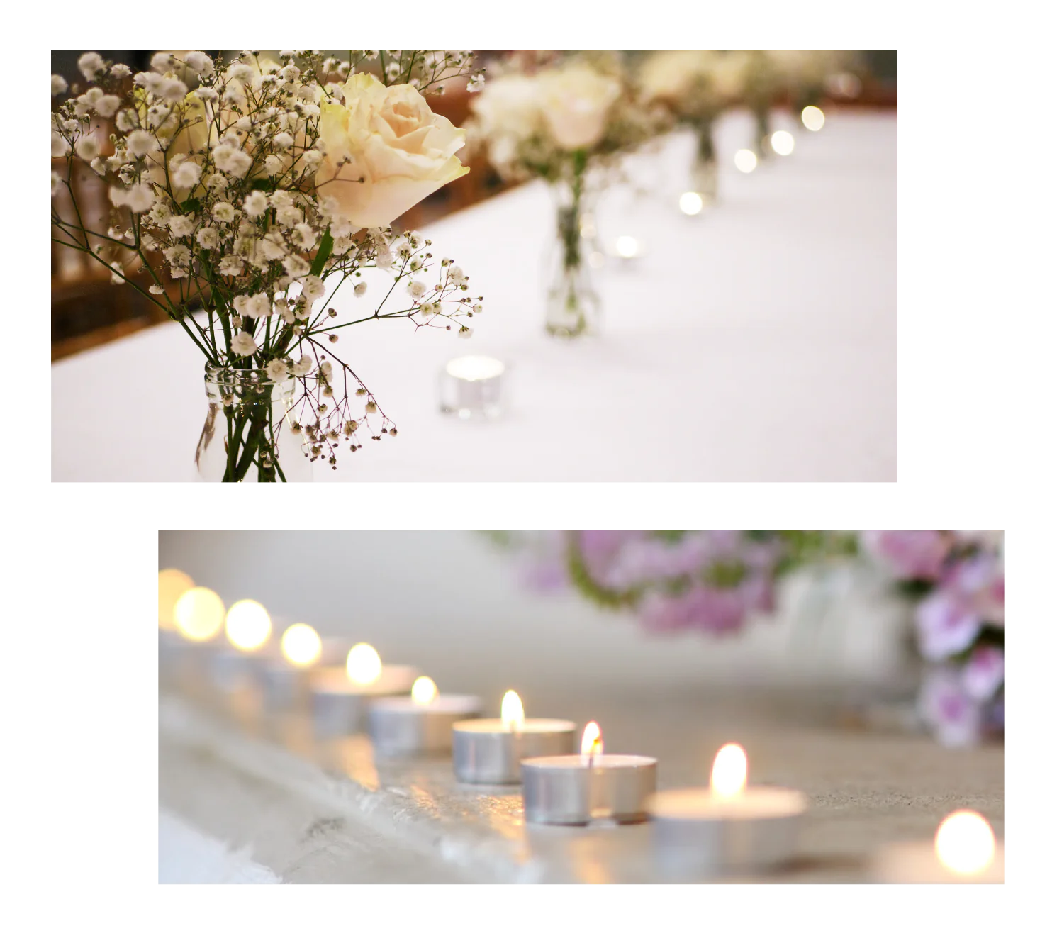 decorate the aisle with votive candles