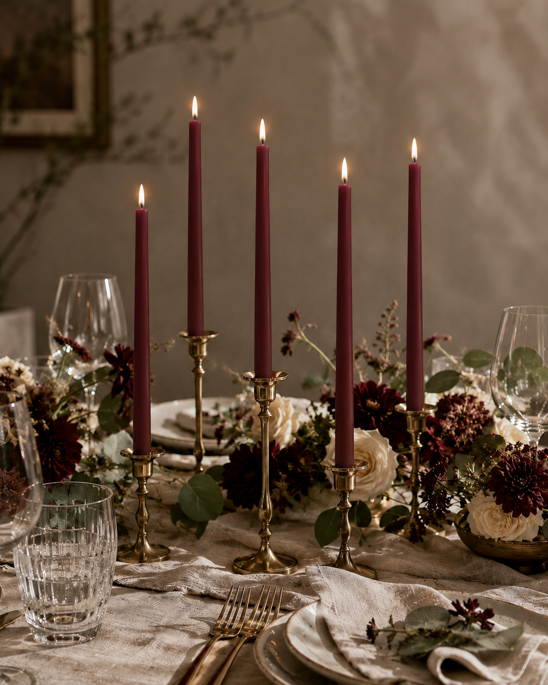 Taper Candles (7/8" diameter) - French Bordeaux
