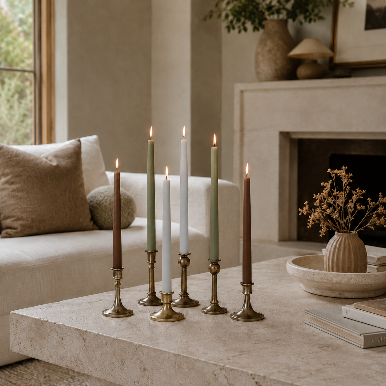 Multipack Taper Candles (7/8" diameter) - Quiet Autumn