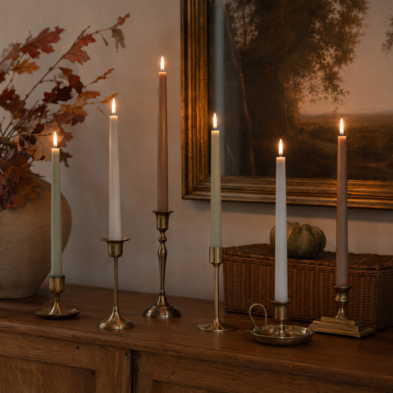 Multipack Taper Candles (7/8" diameter) - Quiet Autumn