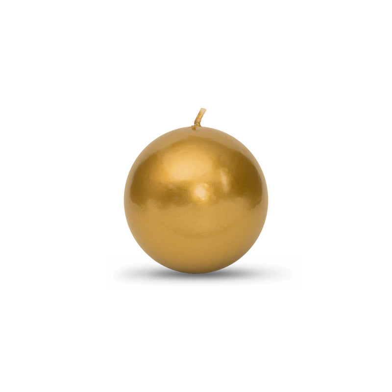 Gold Metallic Ball Candle - Small 2"