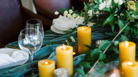 pillar candle tablescape