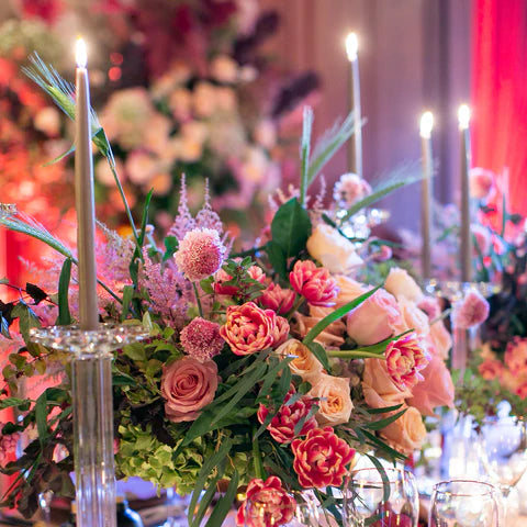 wedding taper candle tablescape