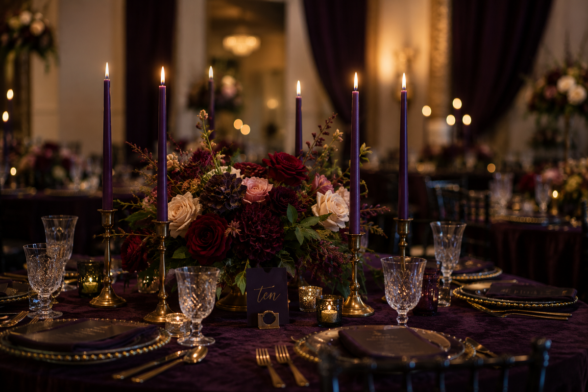 Taper Candles (7/8" diameter) - Eggplant
