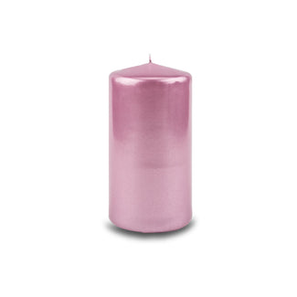 6in pillar candle metallic rose gold