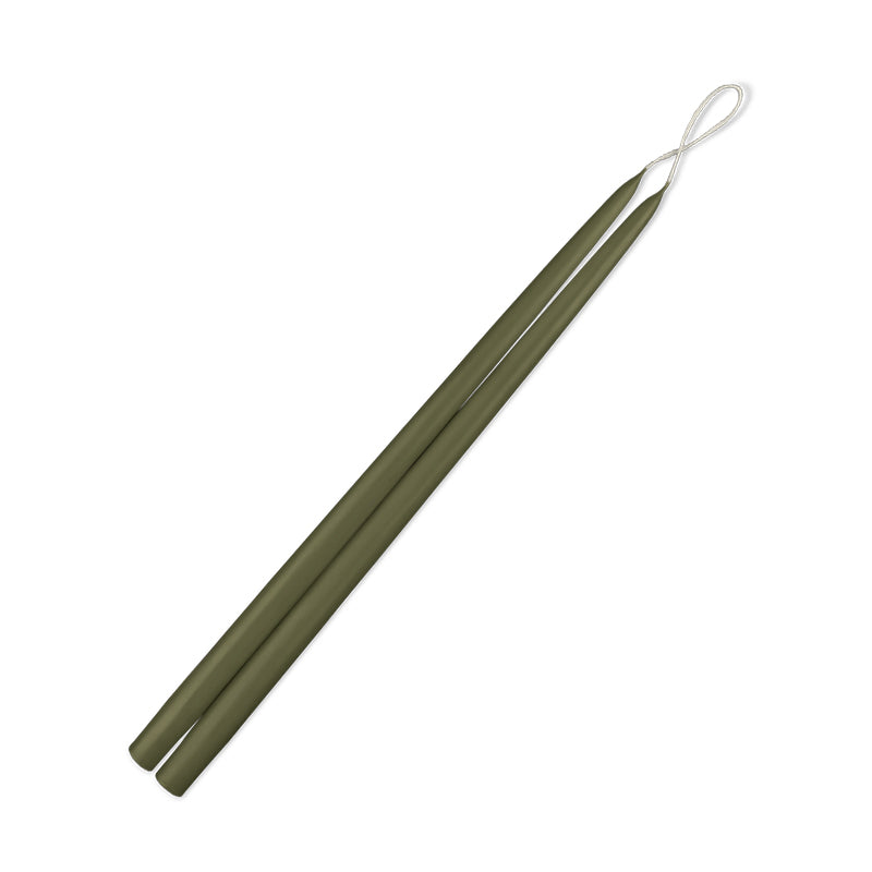 Moss Green 12" Thin Taper Candle Pair with 1/2" diameter