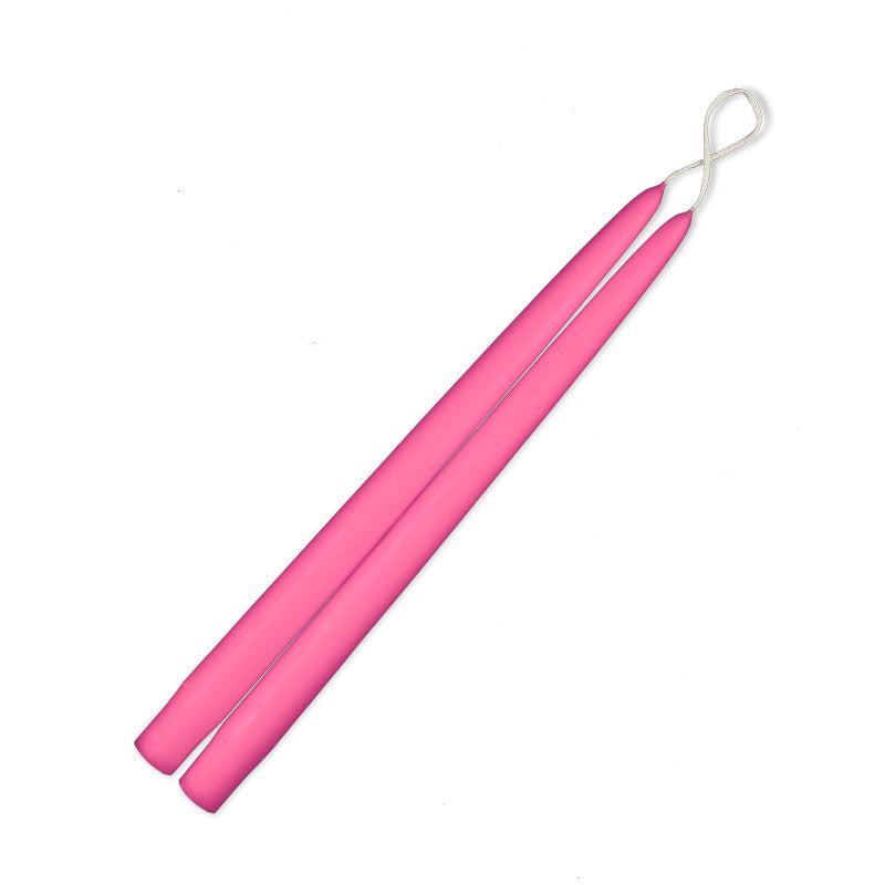Pair of 12 inch taper candles in Hot Pink