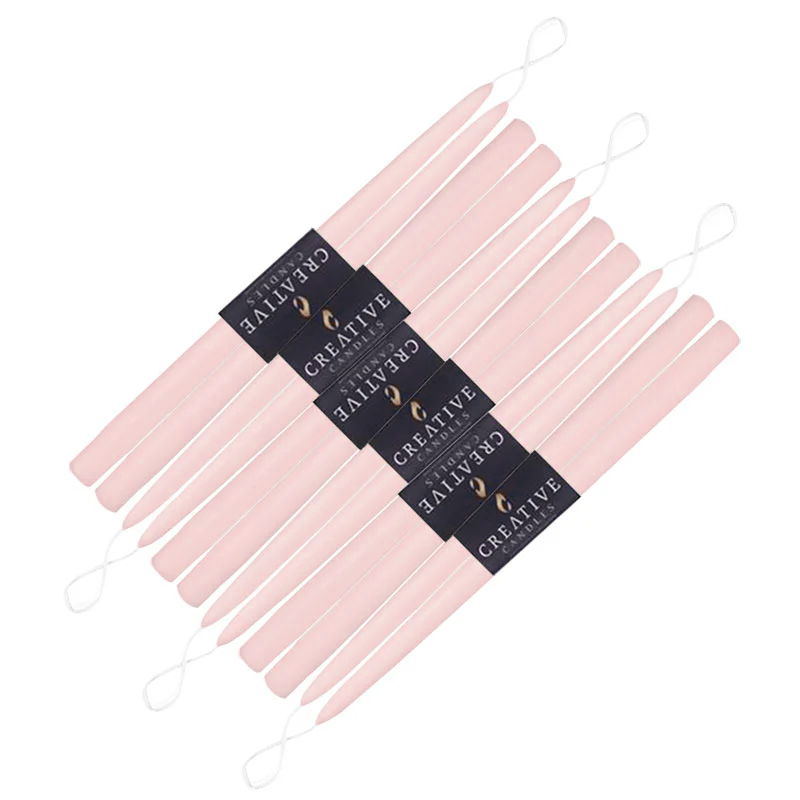 12 pack of 18 inch classic taper candles in shade Petal Pink