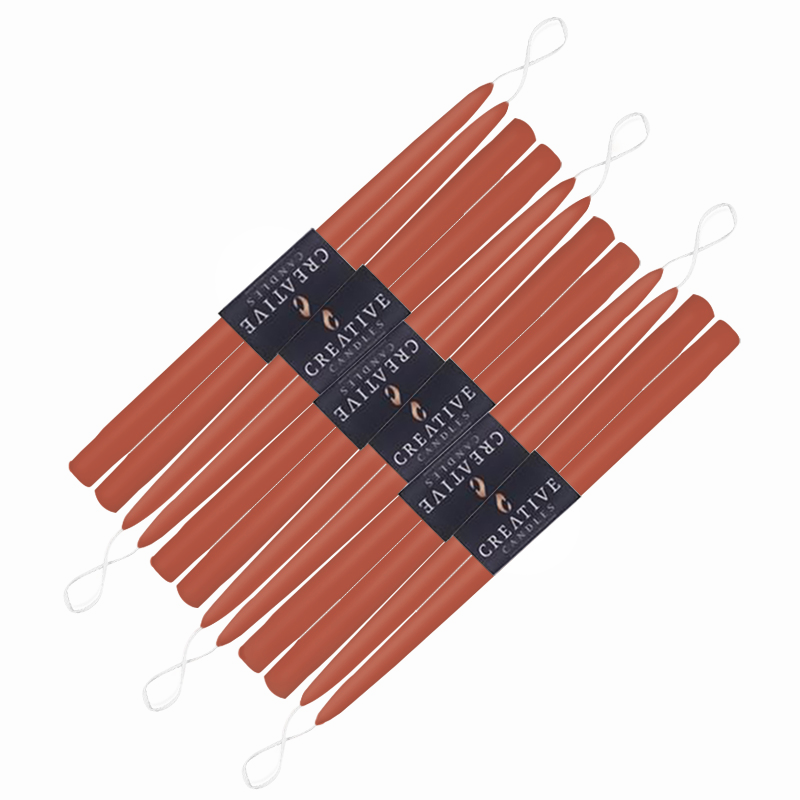12 pack of 18 inch classic taper candles in shade Terra-Cotta