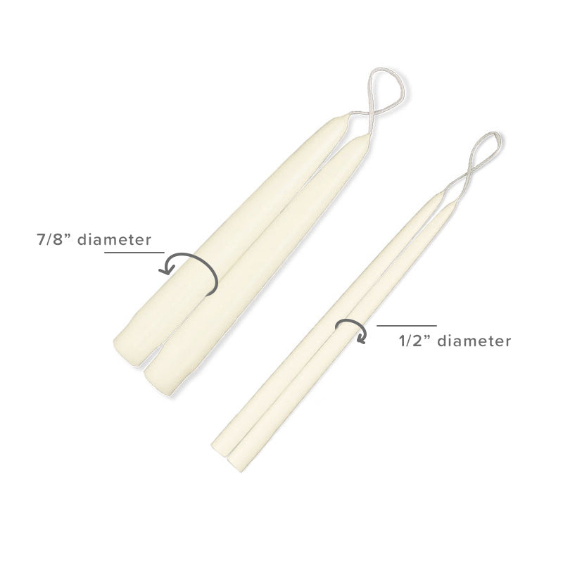 Taper candles 6in diameter comparison