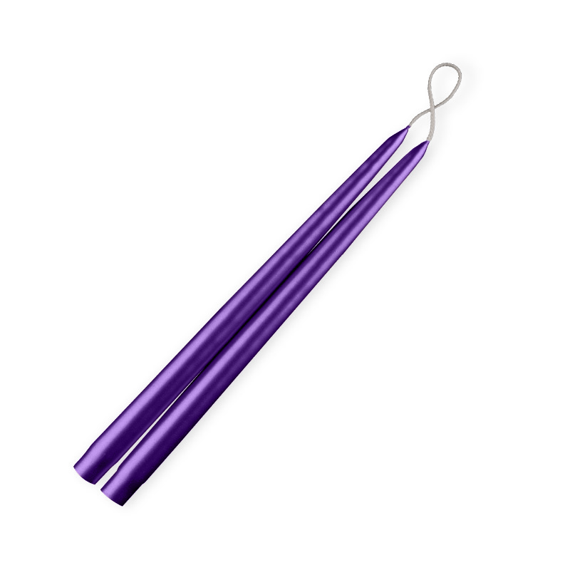 12 inch taper candle pair Metallic Amethyst