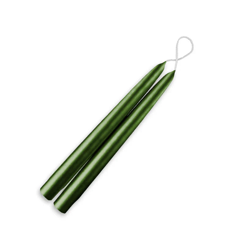 9 inch taper candle pair Metallic Emerald