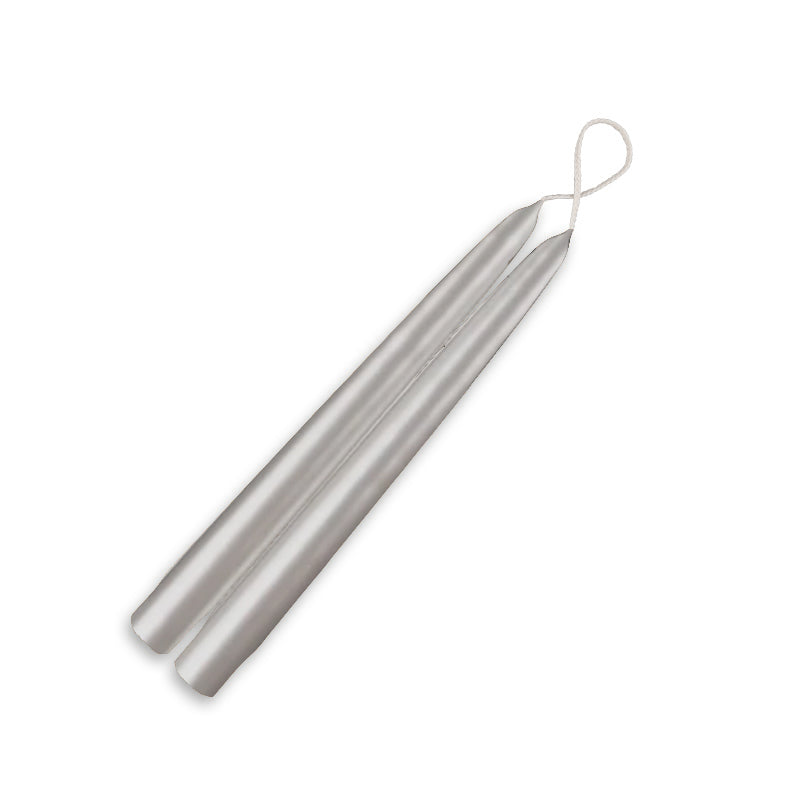 Taper Candles 9" - 12/box Metallic Silver 
