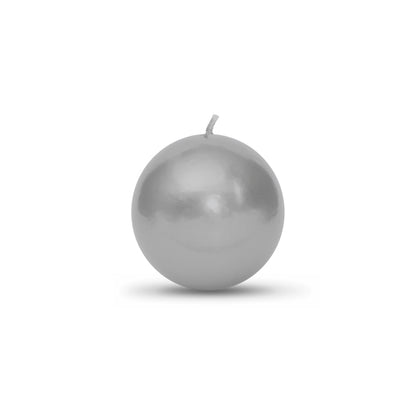 Metallic Ball Candles -Small 2" Silver