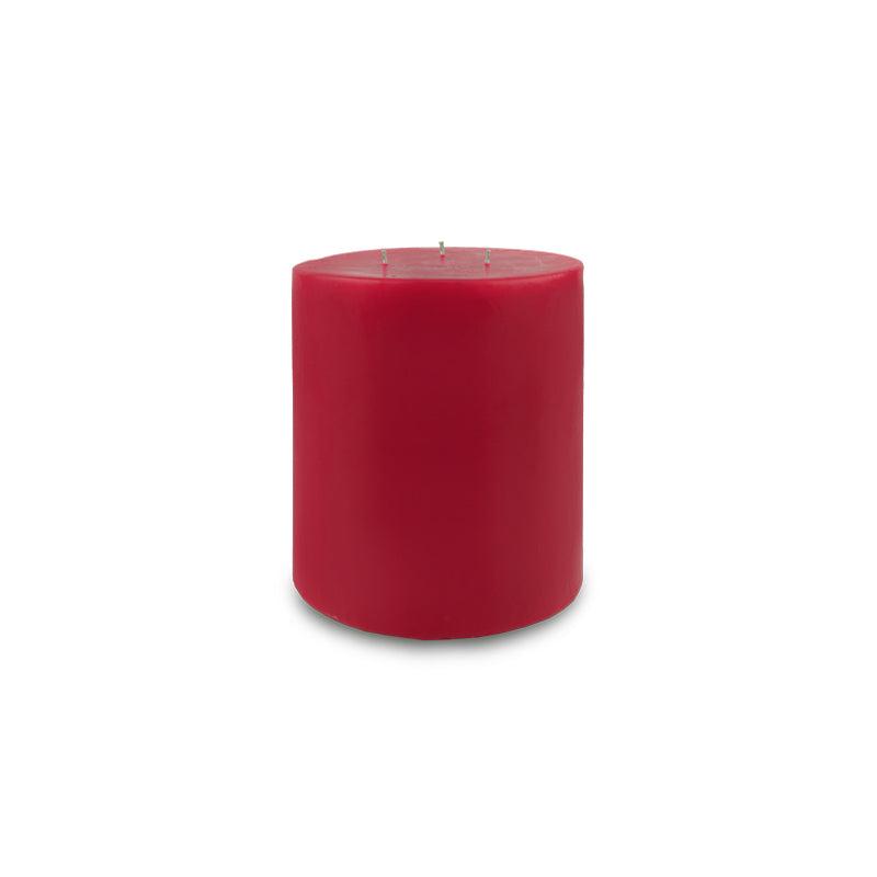 Contemporary 3-Wick Pillar Candle 6" x 6" Red