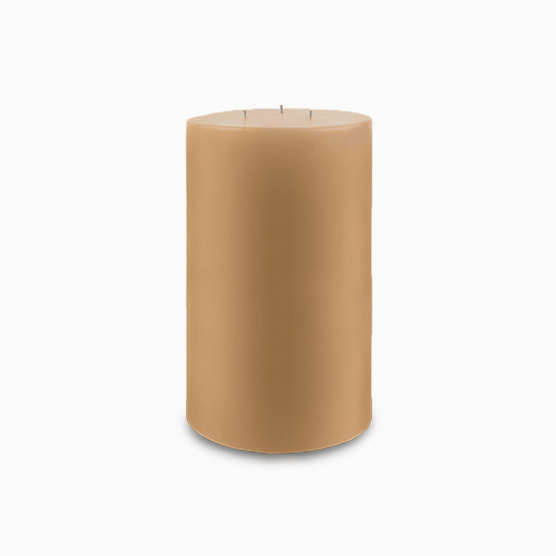 Contemporary 3-Wick Pillar Candle 6" x 9" Cafe Au Lait