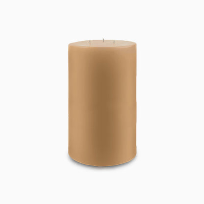 Contemporary 3-Wick Pillar Candle 6" x 9" Cafe Au Lait
