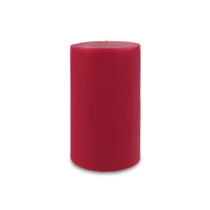 Contemporary 3-Wick Pillar Candle 6" x 9" Red