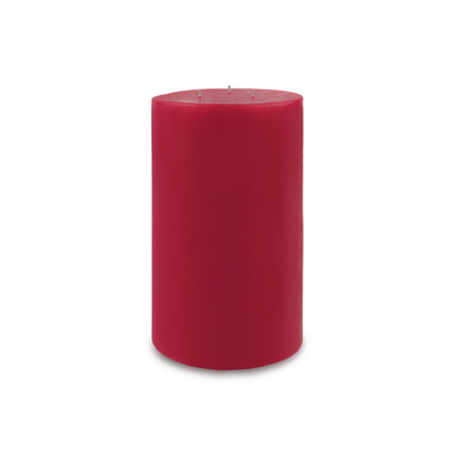 Contemporary 3-Wick Pillar Candle 6" x 9" Red