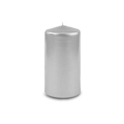 Metallic Pillar Candle 3" x 6" Silver