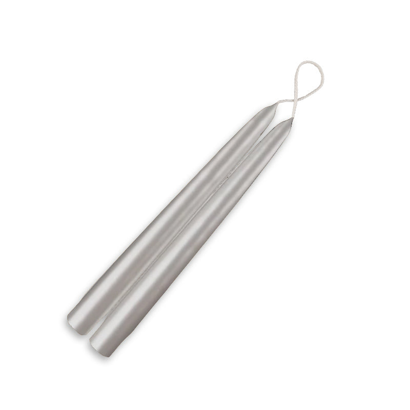 Metallic Taper Candles - 9" - Silver